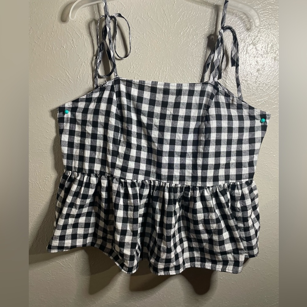 Shein Curve Black and White Checker print top